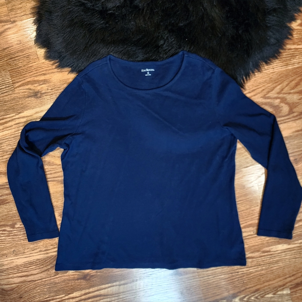 Kim Rogers Long Sleeve Tee Navy Blue Women's Size XL